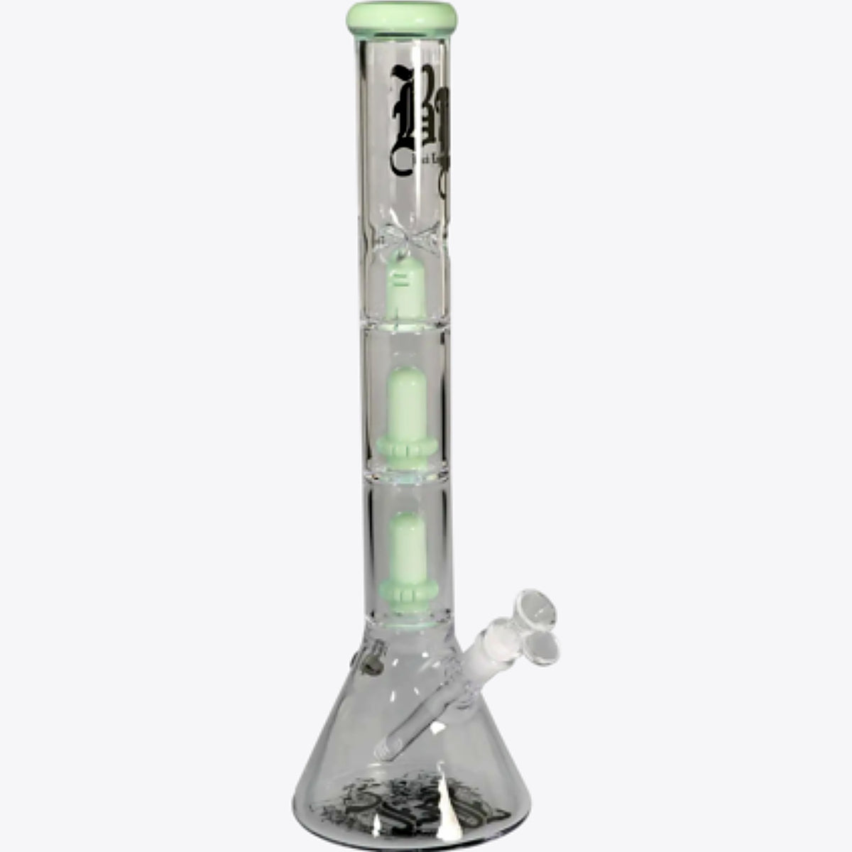 Black Leaf Beaker Ice Bong 2x UFO Percolator vaaleanvihreä